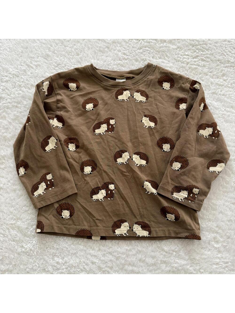 3t H&M Hedgehog Brown Neutral Shirt